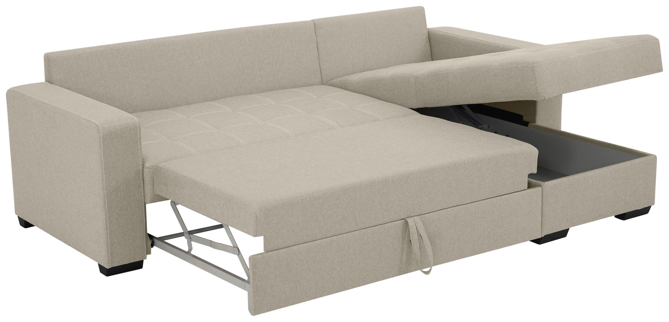 HÖRNBÄDDSOFFA i mikrofiber sandfärgad  - sandfärgad/svart, Design, textil/plast (240/160cm) - Livetastic