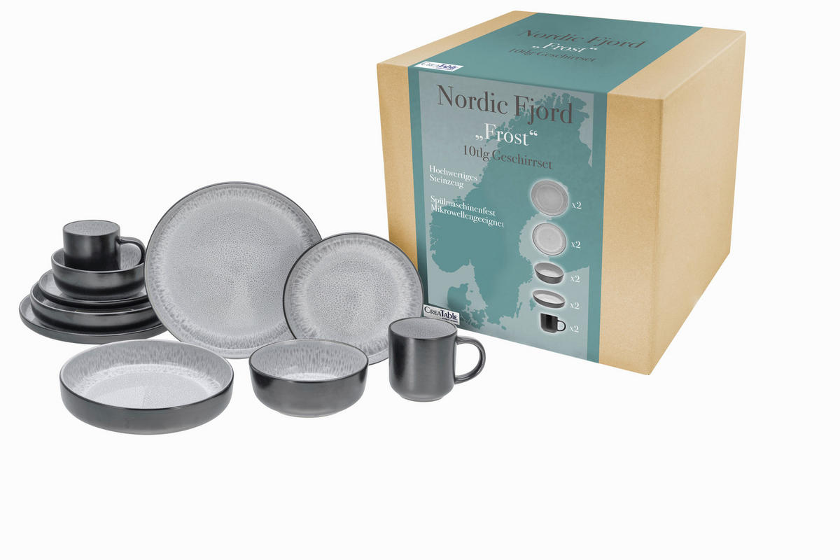 KOMBISERVICE 10-teilig  - Hellgrau, Trend, Keramik - Creatable