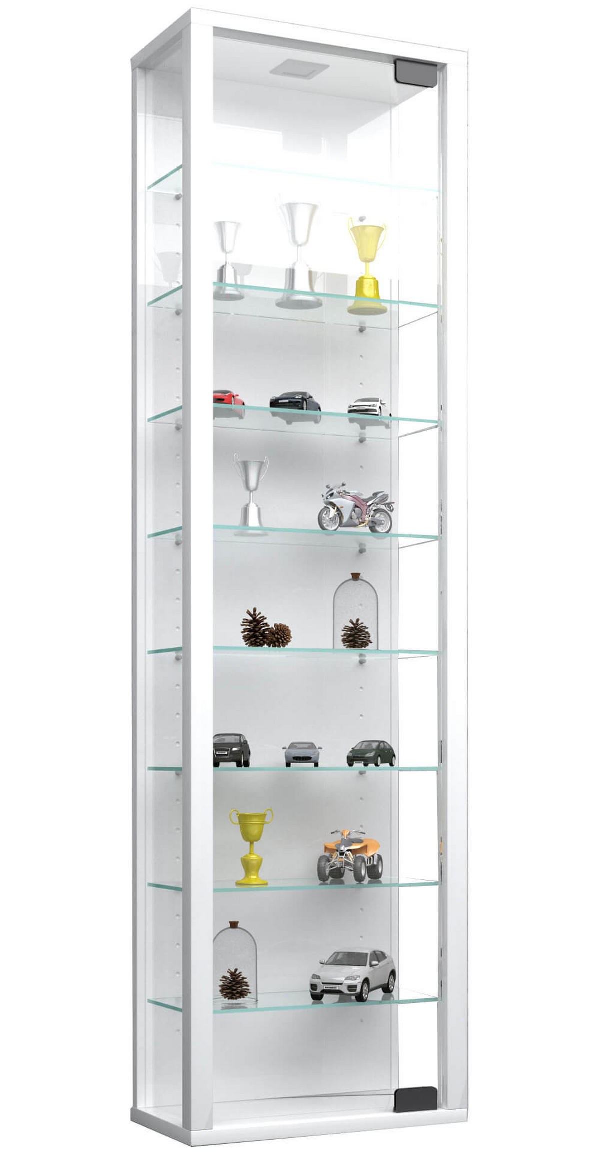 VISEČA VITRINA, bela - črna/bela, Design, umetna masa/steklo (33/113/18cm) - MID.YOU