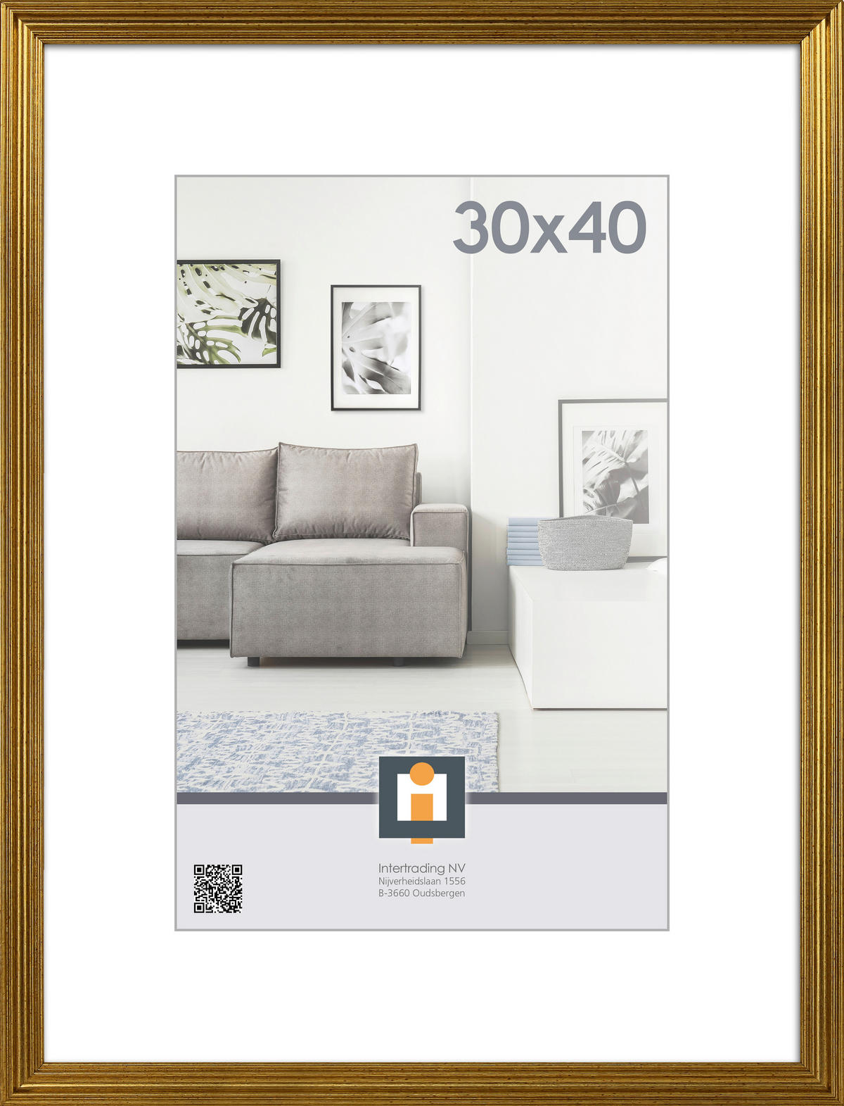 KÉPKERET  - aranyszínű, Basics, műanyag/Üveg (32/42/1.2cm)