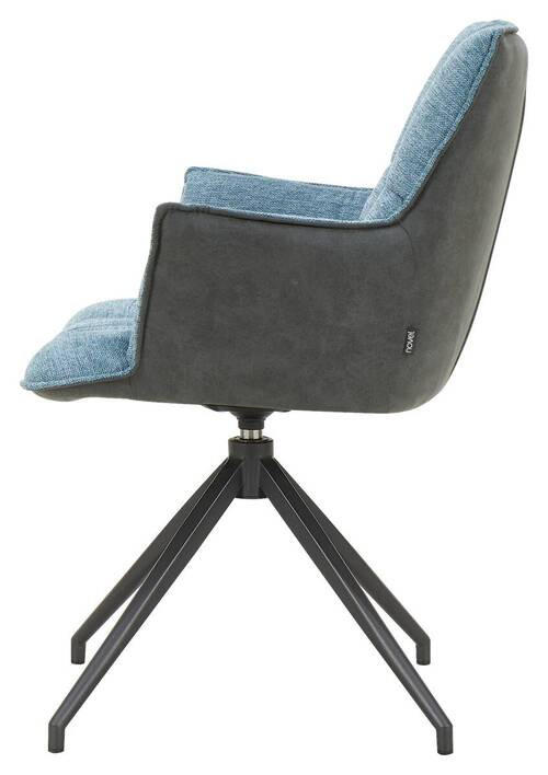 SCAUN CU BRAȚE in albastru, negru  - albastru/negru, Design, metal/textil (59/89,5/63cm) - Novel