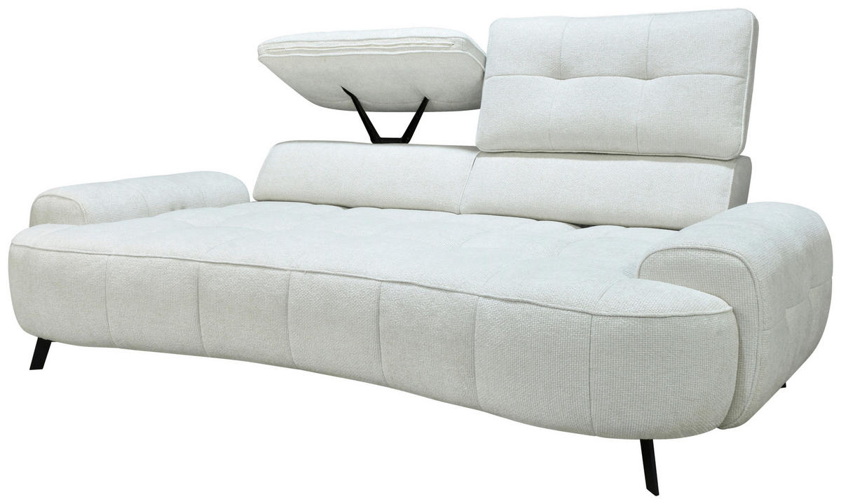 2-SITZER-SOFA Chenille Creme  - Creme/Schwarz, Design, Kunststoff/Textil (230/84/104/111/122cm) - Livetastic