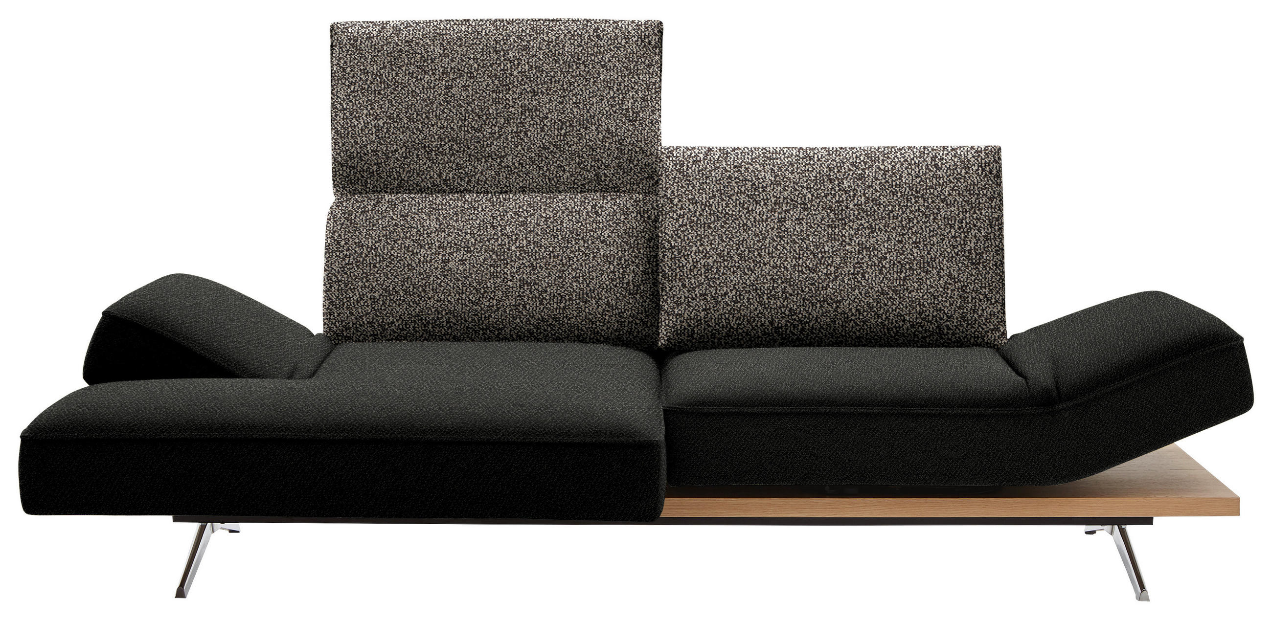 ECKSOFA  in Flachgewebe Dunkelgrün  132/240 cm  - Chromfarben/Dunkelgrün, Design, Holz/Textil (132/240cm) - Koinor