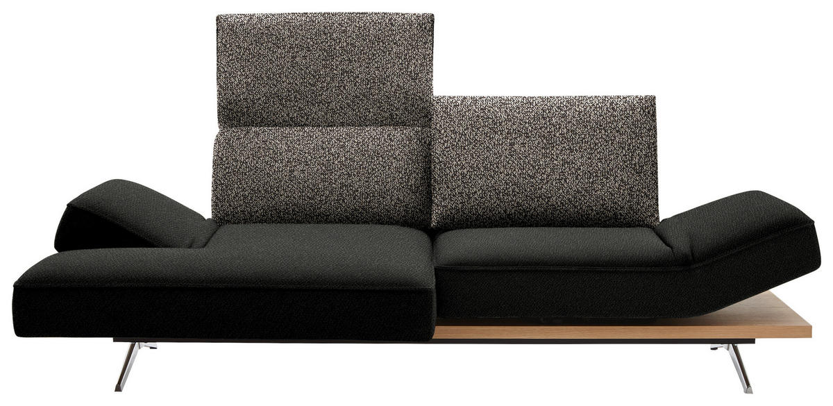 ECKSOFA  in Flachgewebe Dunkelgrün  132/240 cm  - Chromfarben/Dunkelgrün, Design, Holz/Textil (132/240cm) - Koinor
