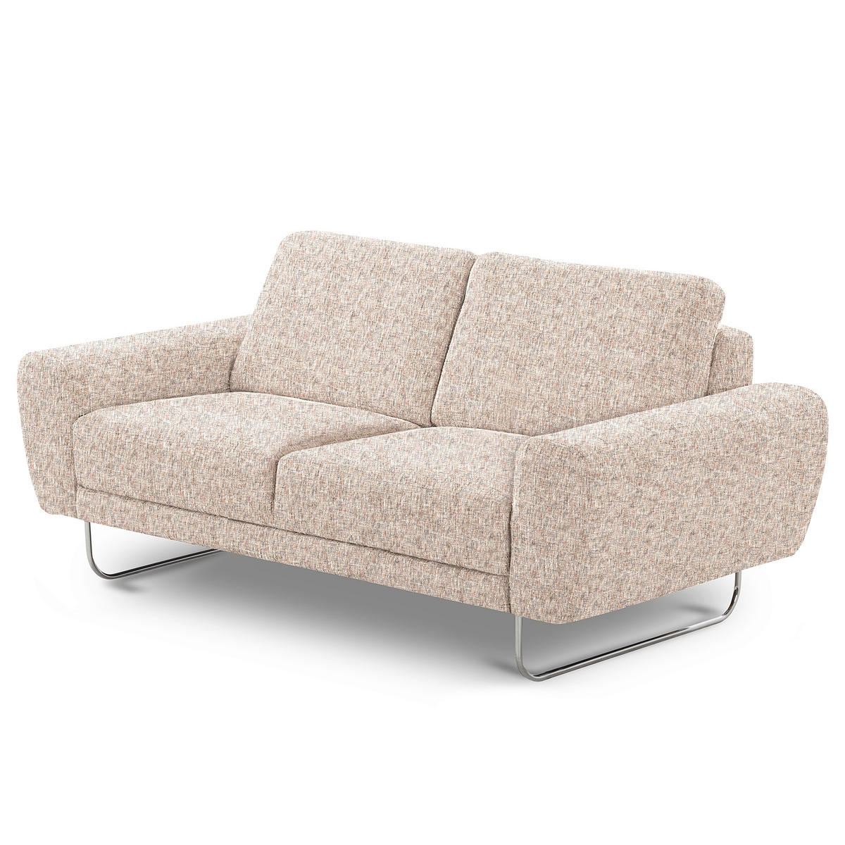 2-SITZER-SOFA SPRING in Webstoff Blau, Gelb, Rot, Weiß Modern  - Chromfarben/Blau, Design, Textil/Metall (157/85/92cm) - Livetastic