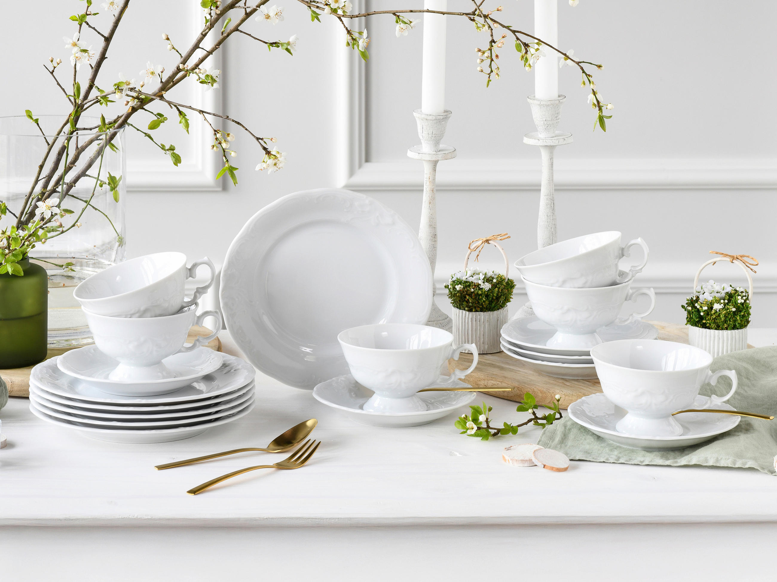 KAFFEESERVICE Weiß Frederike weiss 18-teilig  - Weiß, Basics, Keramik - Creatable