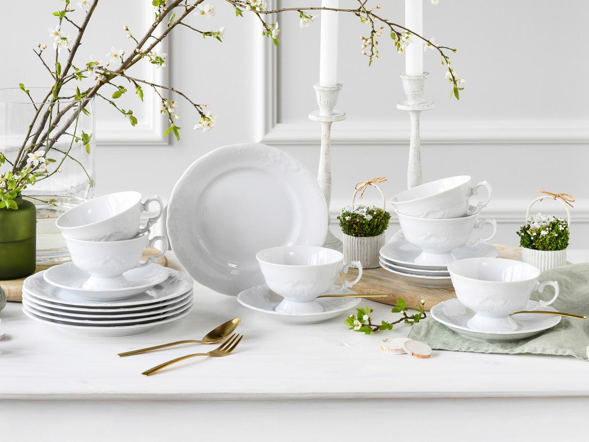 KAFFEESERVICE Weiß Frederike weiss 18-teilig  - Weiß, Basics, Keramik - Creatable
