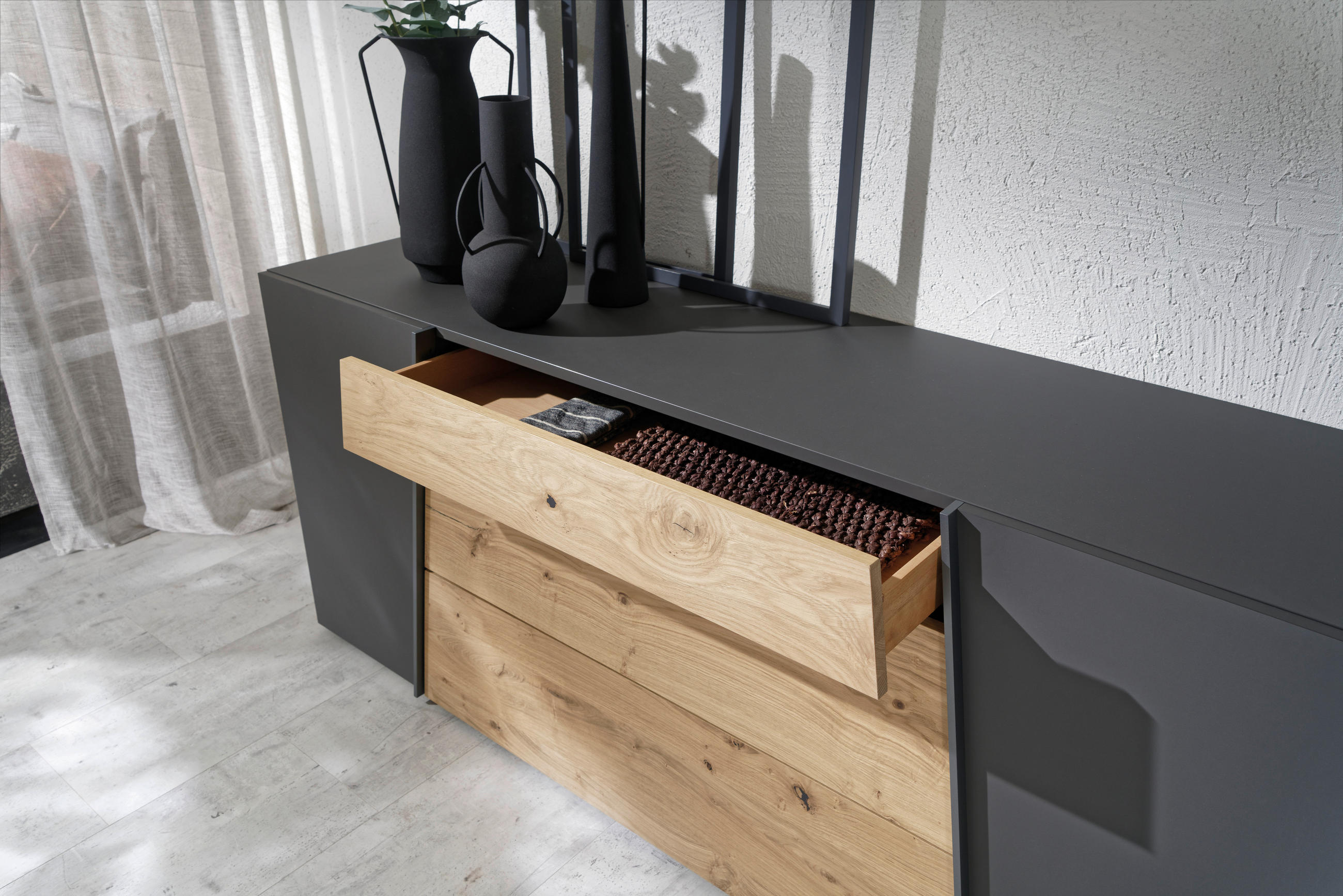 SIDEBOARD 192/82/51,6 cm  - Wildeiche/Graphitfarben, Natur, Holz/Holzwerkstoff (192/82/51,6cm) - Voglauer
