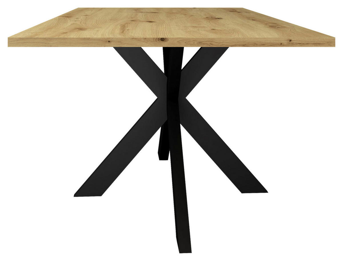ESSTISCH rechteckig Schwarz, Eichefarben  - Eichefarben/Schwarz, MODERN, Holzwerkstoff/Metall (180/90/78cm) - Livetastic