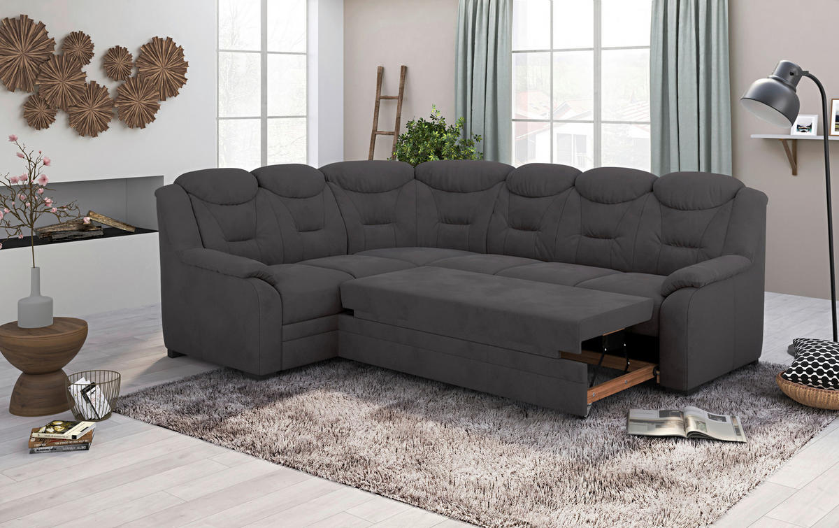 ECKSOFA Anthrazit Mikrofaser  - Anthrazit/Schwarz, Basics, Kunststoff/Textil (211/263cm) - MID.YOU