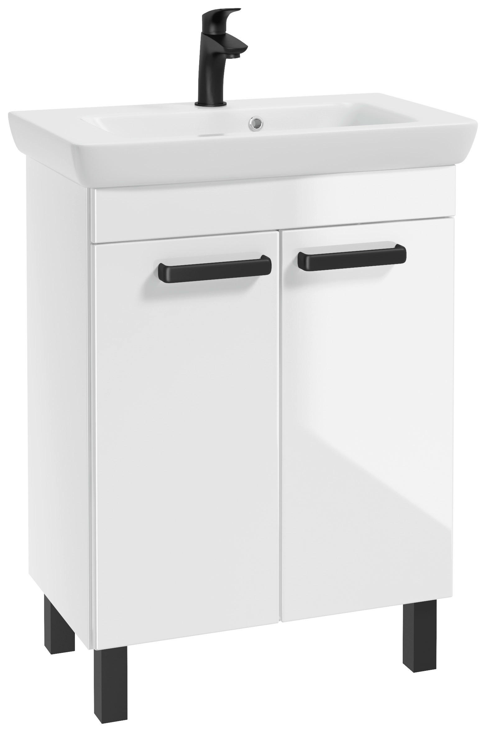 UMIVAL. ENOTA Z UMIVALNIKOM  - črna/bela, Basics, kovina/umetna masa (65/87/38cm) - Boxxx
