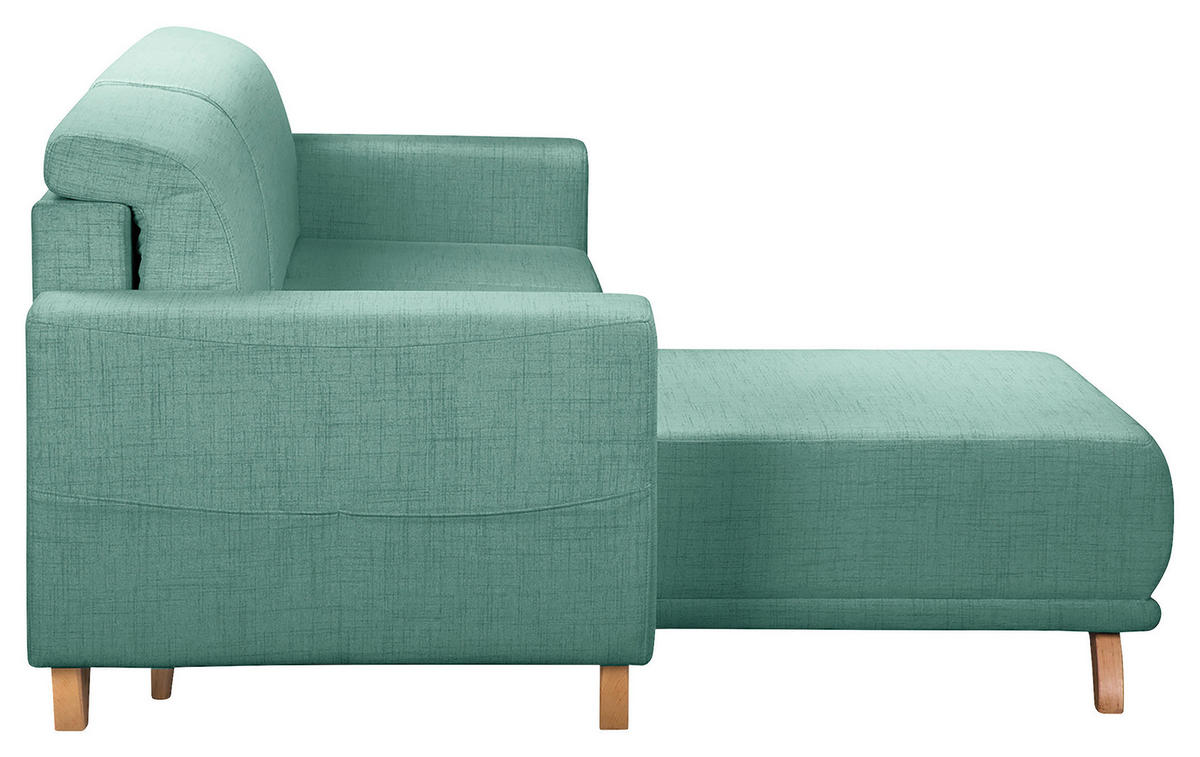 ECKSOFA in Textilgeflecht Mintgrün  - Wengefarben/Mintgrün, Design, Holz/Textil (257/174cm) - Livetastic