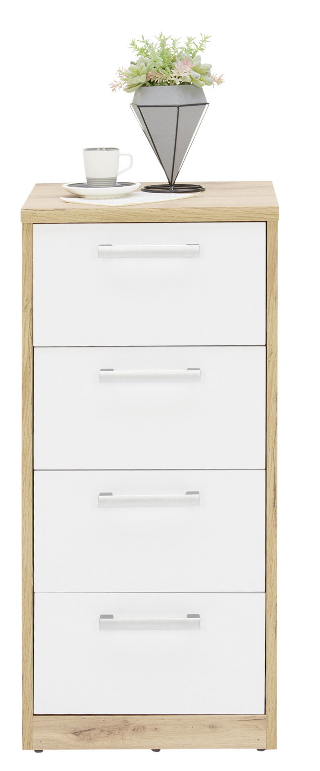 COMMODE 38/84/36 cm  in Weiss, Eiche Wotan  - chêne wotan/blanc, Konventionell, matière synthétique/matériau de bois (38/84/36cm) - Xora