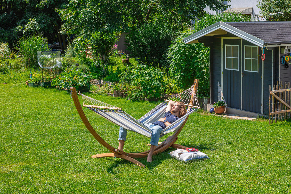 HOUPACÍ SÍŤ  - bílá/světle modrá, Konvenční, dřevo/textil (140/300cm) - La Siesta