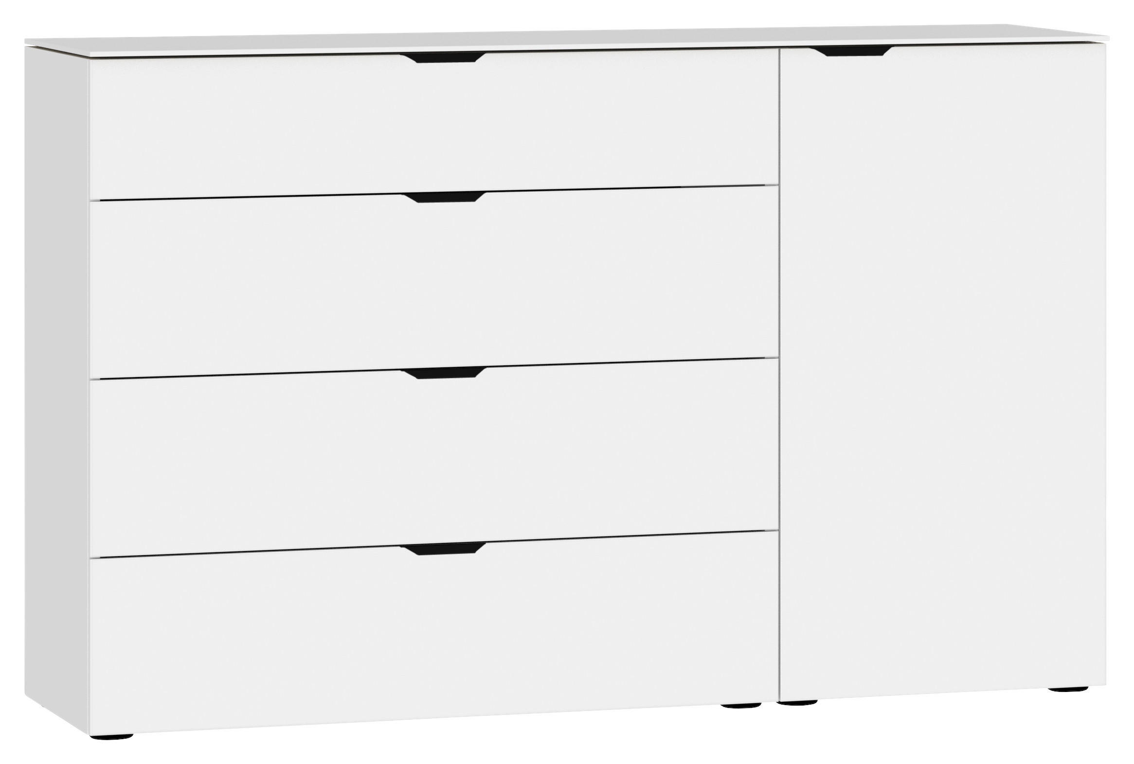 SIDEBOARD 135/87/43 cm  in Weiss  - Weiss/Schwarz, Design, Glas/Holzwerkstoff (135/87/43cm) - Jutzler