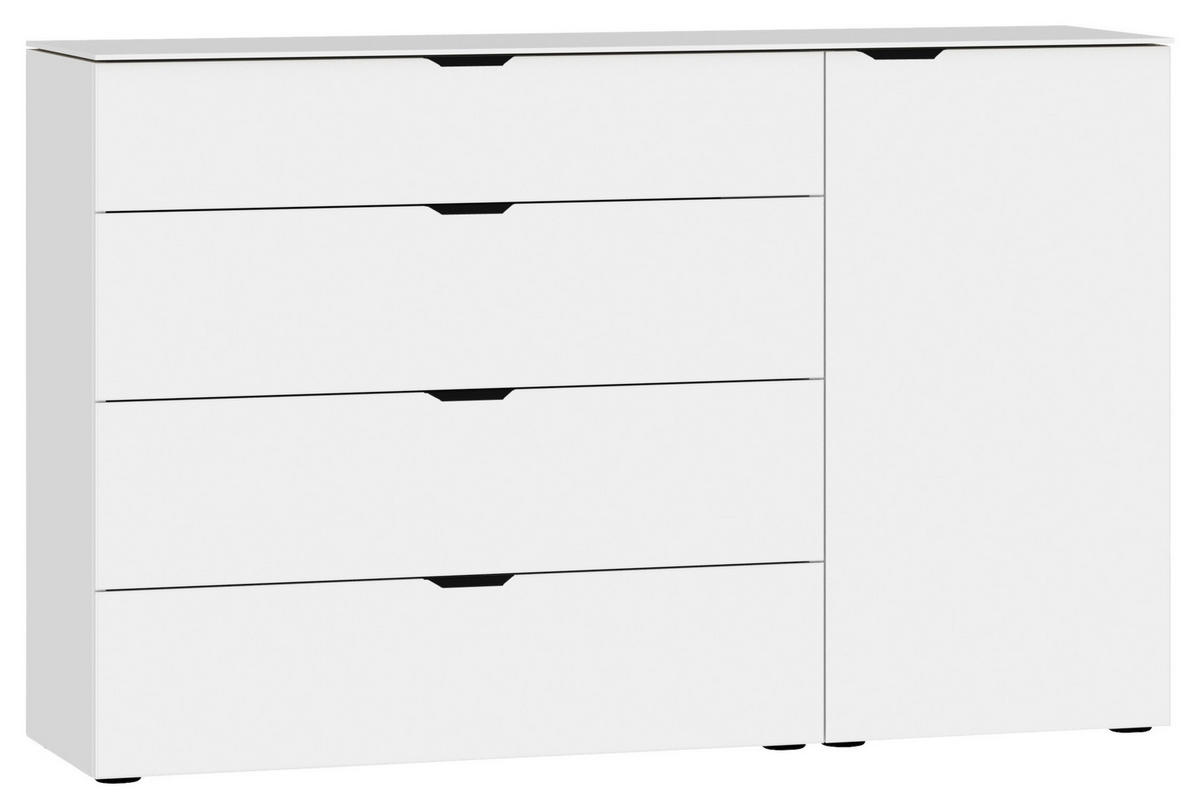 SIDEBOARD 135/87/43 cm  in Weiss  - Weiss/Schwarz, Design, Glas/Holzwerkstoff (135/87/43cm) - Jutzler