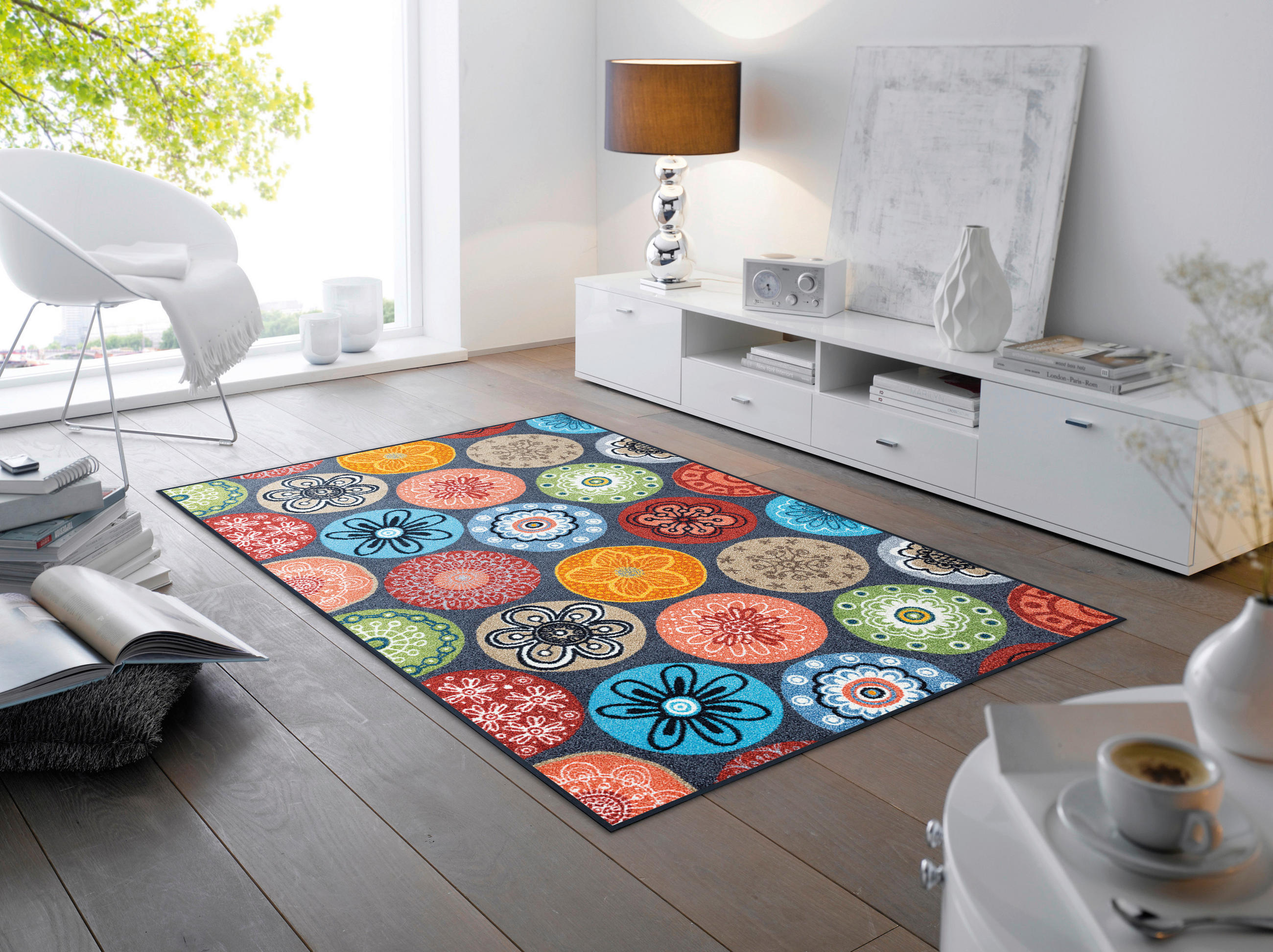 COVOR CU ȚESĂTURĂ PLATĂ Coralis  - multicolor, Trend, plastic/textil (115/175cm) - wash+dry