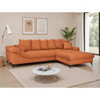 ECKSOFA Dunkelorange Cord Rückenkissen, Armlehnenkissen, Rücken echt  - Dunkelorange/Schwarz, KONVENTIONELL, Textil/Metall (332/231cm) - Carryhome