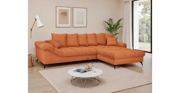 ECKSOFA Dunkelorange Cord Rückenkissen, Armlehnenkissen, Rücken echt  - Dunkelorange/Schwarz, KONVENTIONELL, Textil/Metall (332/231cm) - Carryhome