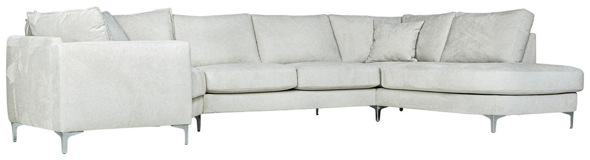 SOFFA i beige  - beige/aluminiumfärg, Klassisk, metall/trä (391/87/198cm) - Novel