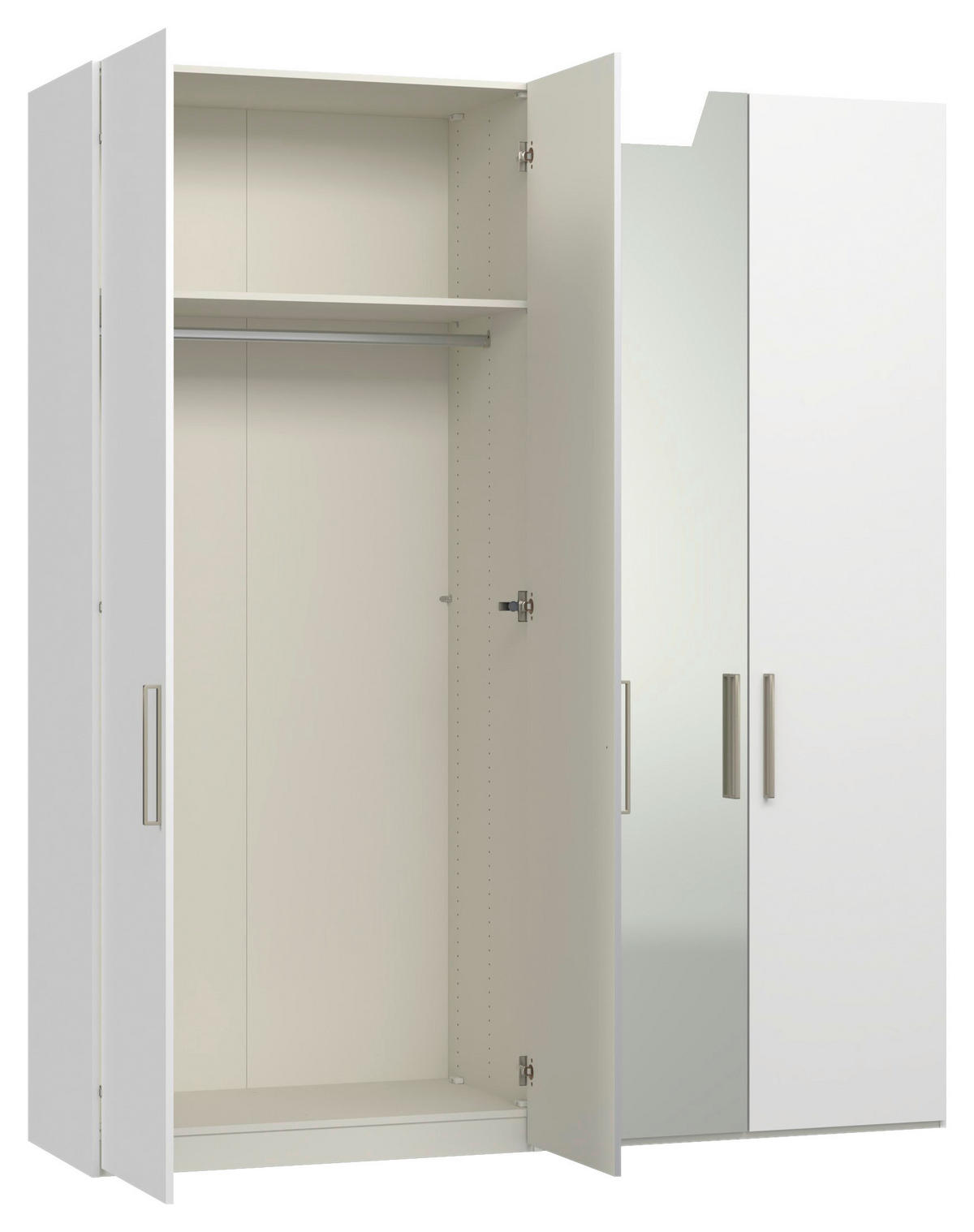 DREHTÜRENSCHRANK 203/236/59 cm,  in Weiß, 4-türig  - Edelstahlfarben/Weiß, Design, Glas/Holzwerkstoff (203/236/59cm) - Jutzler