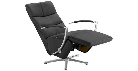 RELAXSESSEL in Leder Anthrazit  - Chromfarben/Anthrazit, Design, Leder/Metall (64/112/80cm) - Cantus