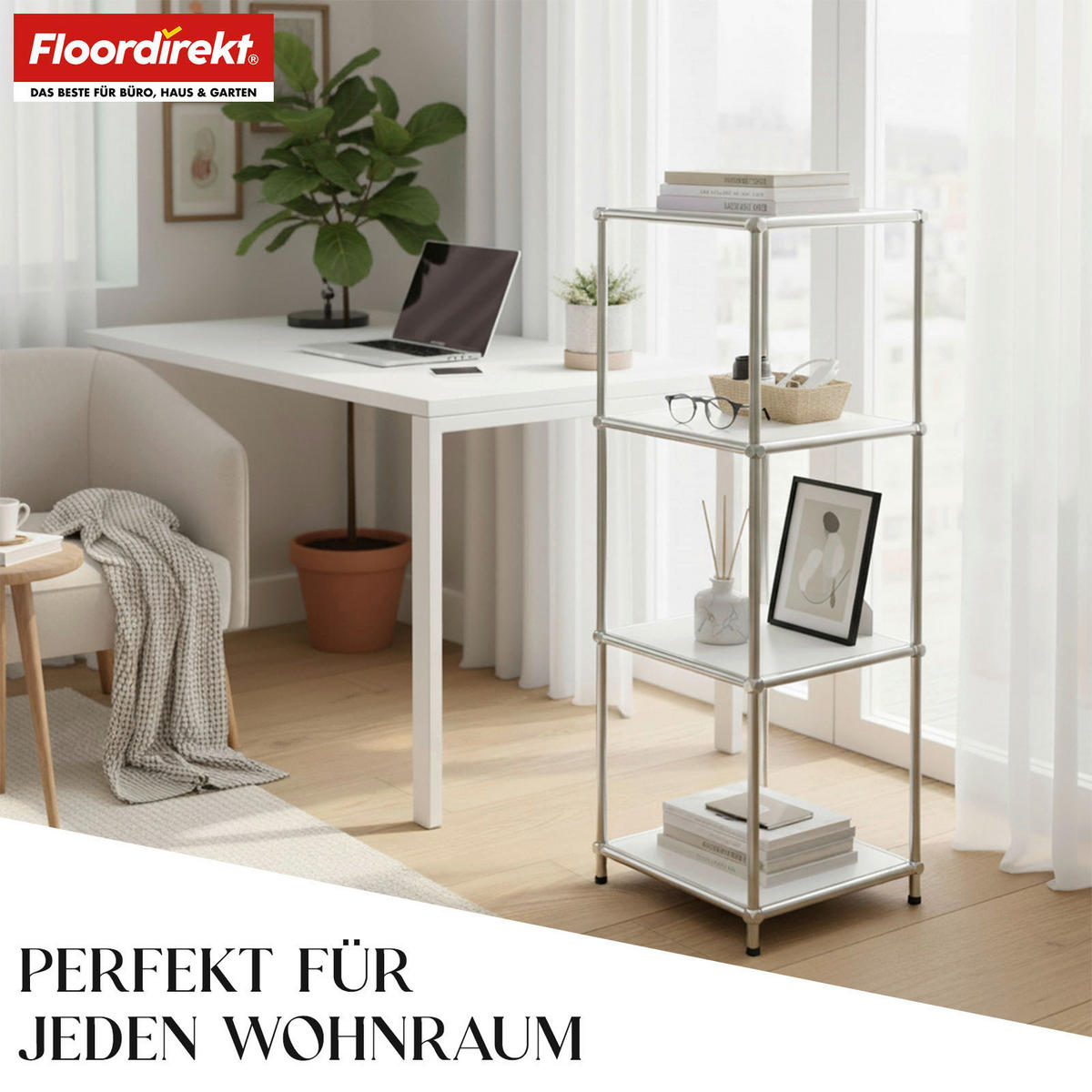 REGAL Weiß  - Weiß, Basics, Metall (30/89/30cm) - Floordirekt