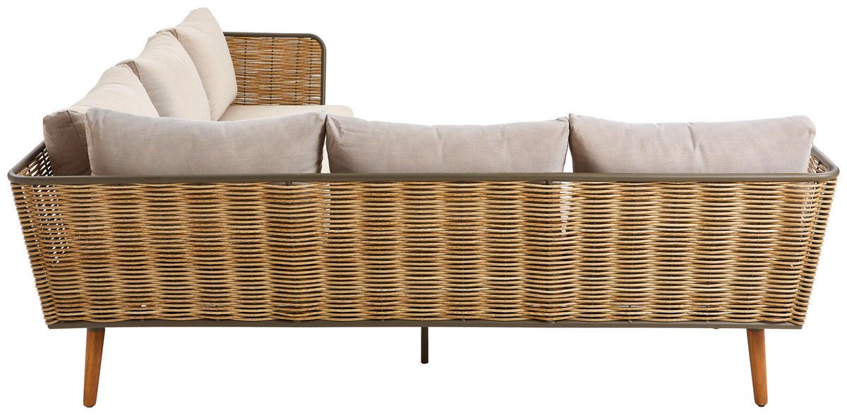 LOUNGEGARNITUR  220/220 cm  Akazie vollmassiv Stahl  - Beige/Naturfarben, MODERN, Holz/Kunststoff (220/220cm) - Ambia Garden