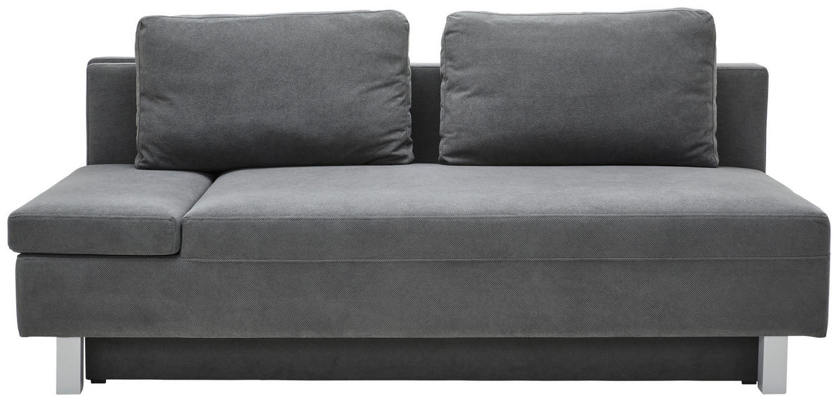 SCHLAFSOFA in Flachgewebe Dunkelgrau  - Chromfarben/Dunkelgrau, Design, Holz/Textil (205/77-93/99cm) - Novel