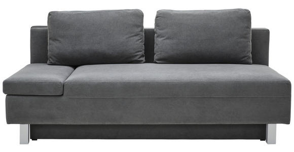 SCHLAFSOFA Flachgewebe Dunkelgrau - Chromfarben/Dunkelgrau, Design, Holz/Textil (205/77-93/99cm) - Novel