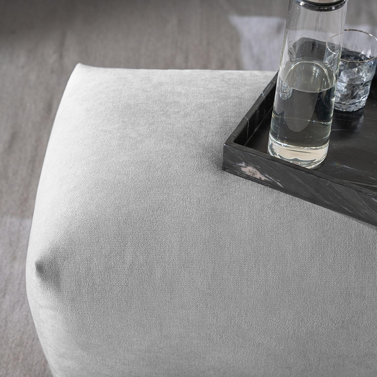 HOCKER in Textil Grau  - Schwarz/Grau, Modern, Kunststoff/Textil (102/41/52cm) - Trendmanufaktur