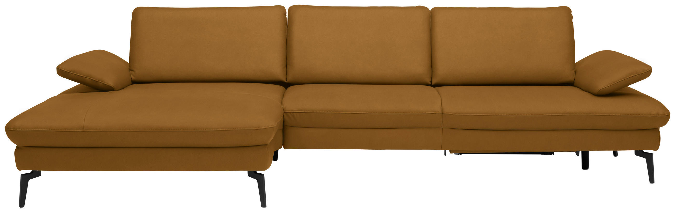ECKSOFA in Echtleder Currygelb  - Currygelb/Schwarz, Design, Leder/Metall (157/325cm) - Dieter Knoll
