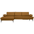 ECKSOFA in Echtleder Currygelb  - Currygelb/Schwarz, Design, Leder/Metall (157/325cm) - Dieter Knoll