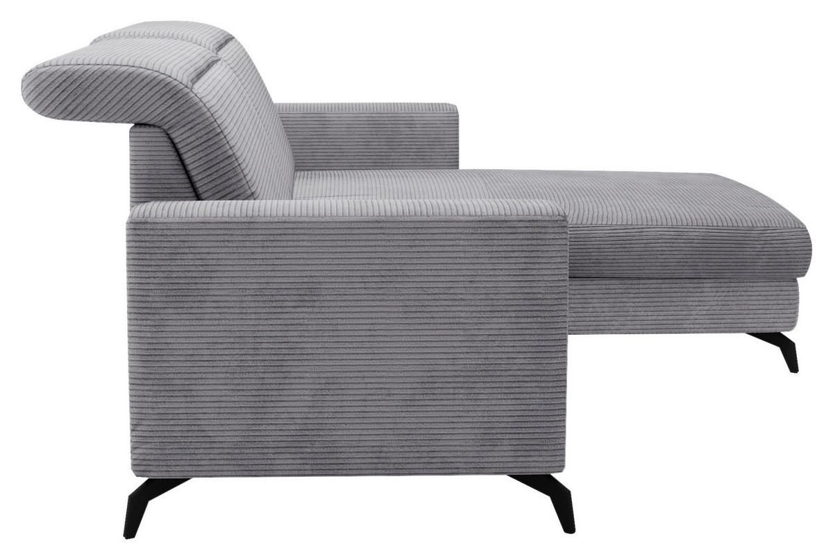 ECKSOFA in Cord Hellgrau  290/178 cm  - Hellgrau/Schwarz, KONVENTIONELL, Textil/Metall (290/178cm) - Sit & More