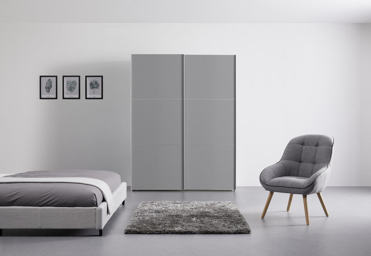 SCHWEBETÜRENSCHRANK 167/222/68 cm 2-türig Grau  - Alufarben/Grau, Holzwerkstoff/Metall (167/222/68cm) - Moderano