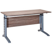 SCHREIBTISCH 140/65/91-109,5 cm Eichefarben höhenverstellbar, in verschiedenen Holz-Dekoren erhältlich mechanisch höhenverstellbar  - Eichefarben/Silberfarben, Basics, Holzwerkstoff/Metall (140/65/91-109,5cm) - MID.YOU