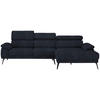 ECKSOFA in Velours Dunkelgrau  - Dunkelgrau/Schwarz, Design, Textil/Metall (295/187cm) - Novel