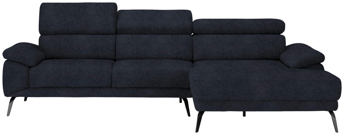 ECKSOFA in Velours Dunkelgrau  - Dunkelgrau/Schwarz, Design, Textil/Metall (295/187cm) - Novel