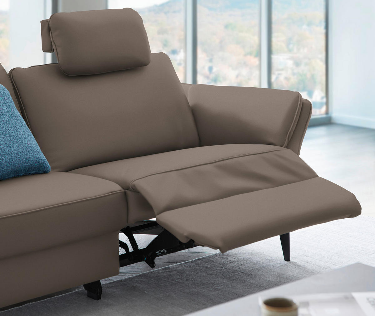 3-SITZER-SOFA in Echtleder Braun  - Schwarz/Braun, Design, Leder/Metall (190/84/99cm) - Dieter Knoll