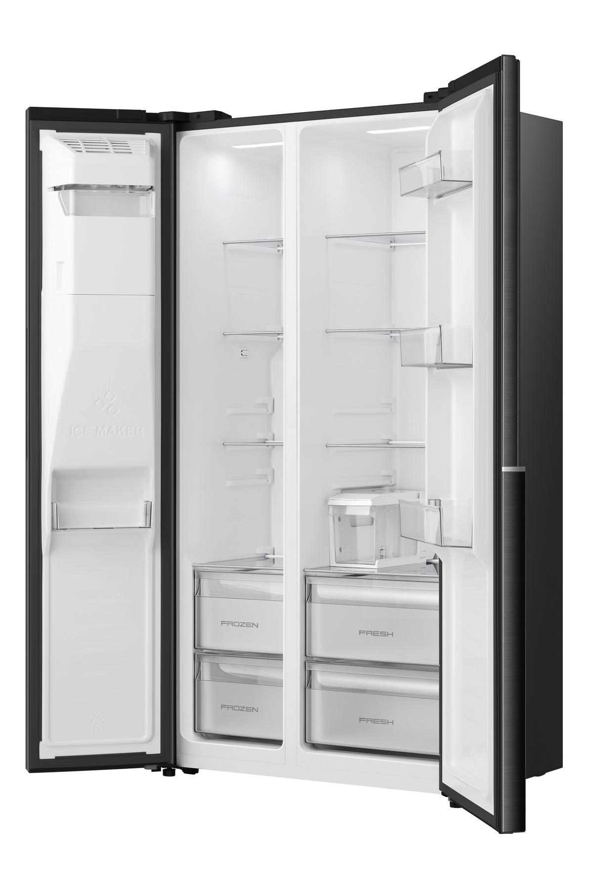 SIDE-BY-SIDE 91,1/178,6/62,4 cm NRS9E6BX  - Schwarz, Trend, Glas/Kunststoff (91,1/178,6/62,4cm) - Hisense