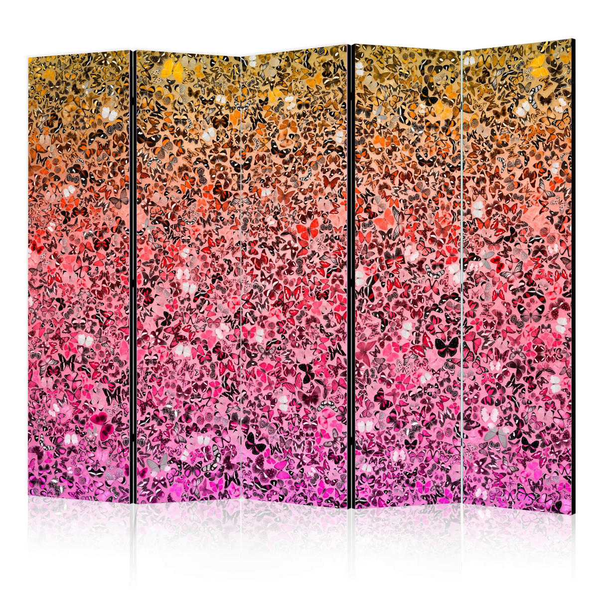 SKÄRMVÄGG  i trä, textil  gul, pink  - pink/gul, Basics, trä/textil (225/172/3cm) - artgeist