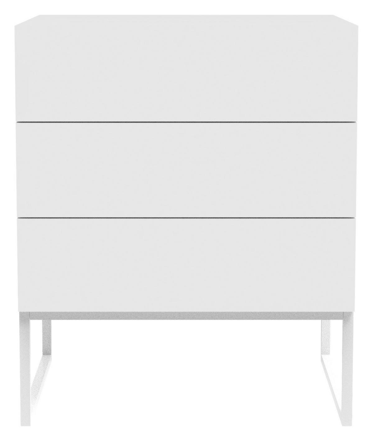 NACHTKÄSTCHEN 48/60/40 cm  in Weiß  - Weiß, MODERN, Holzwerkstoff/Metall (48/60/40cm) - Livetastic