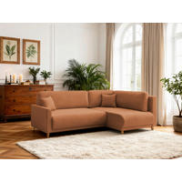 ECKSOFA MILOS Rostfarben Flachgewebe, Struktur Rückenkissen, Bettkasten, Schlaffunktion, Rücken echt  - Rostfarben/Naturfarben, Design, Textil (224/148cm) - P & B