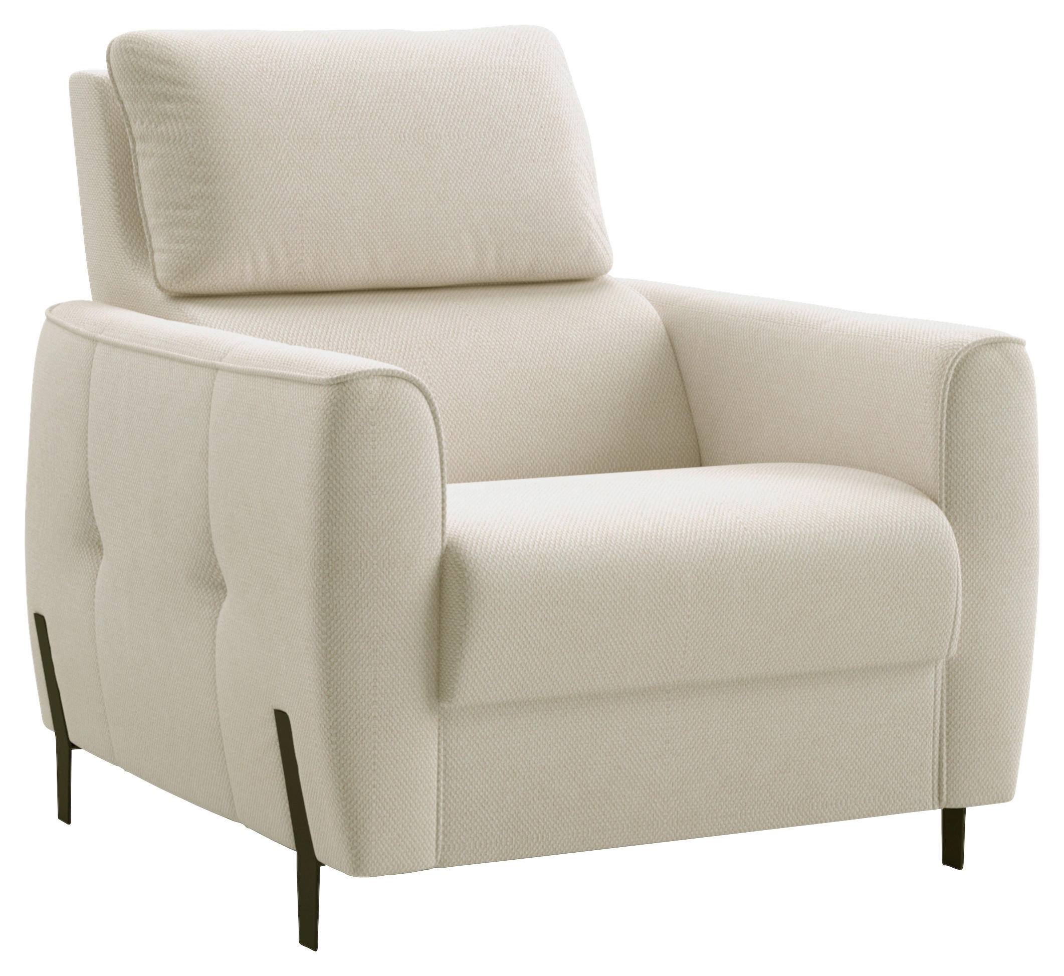 SESSEL in Plüsch Creme  - Creme/Schwarz, Design, Textil/Metall (89/91/101cm) - Stylife