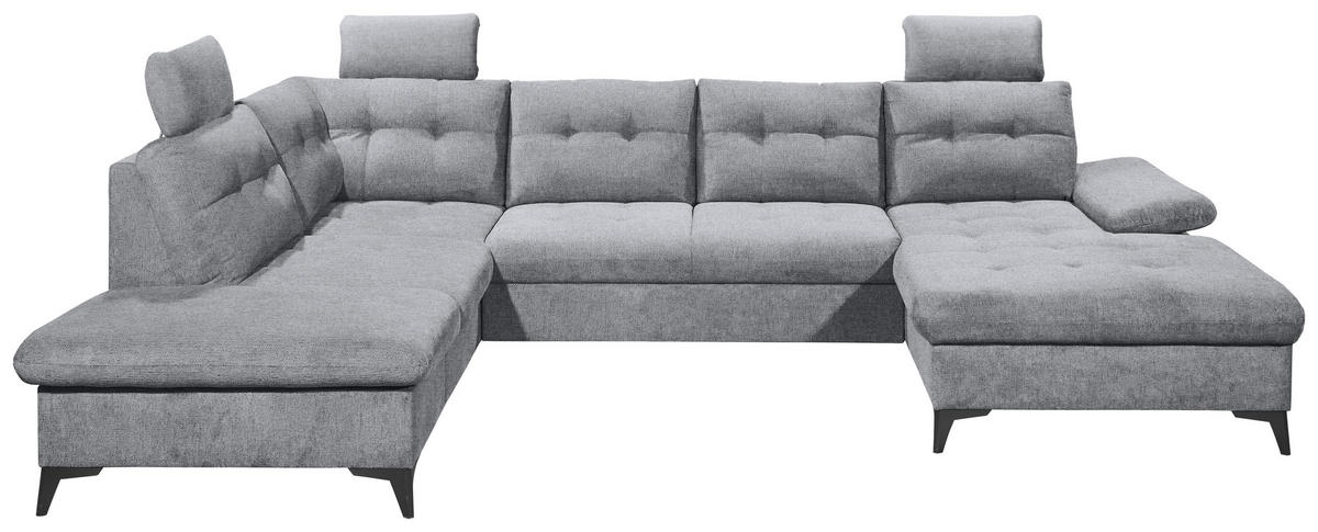 WOHNLANDSCHAFT in Webstoff Grau  - Schwarz/Grau, Konventionell, Kunststoff/Textil (218/324/170cm) - MID.YOU