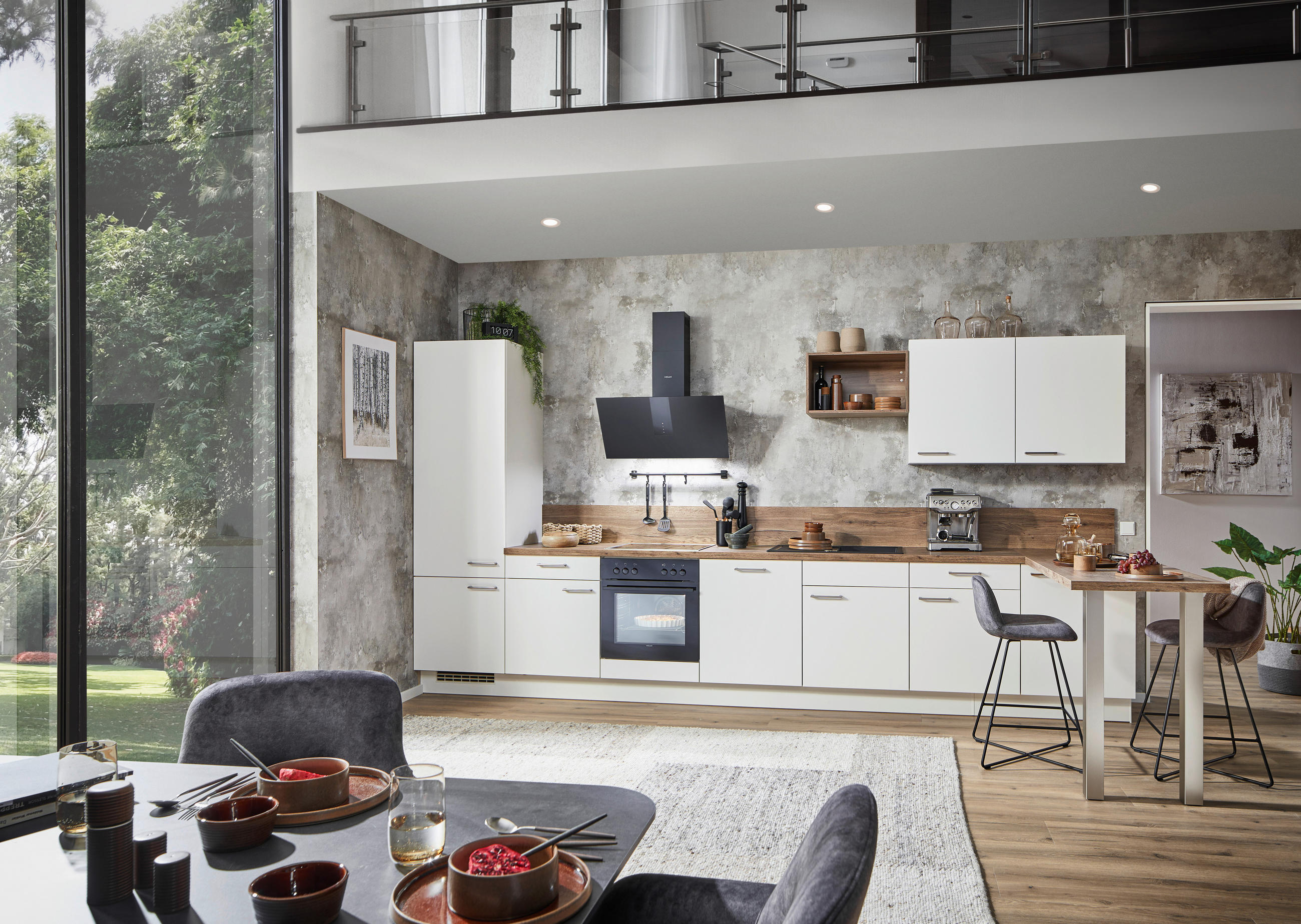 KUCHYNĚ NA MÍRU LARS - bílá/barvy dubu, Design, kompozitní dřevo - Celina