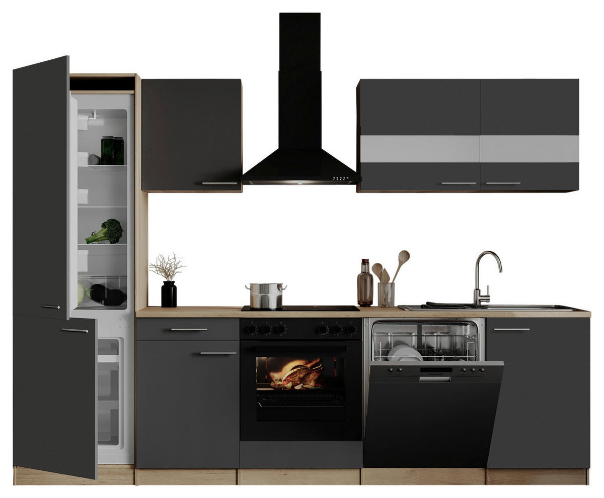 MODULKÖK 280 cm   i grå  - stålfärgad/grå, Basics, metall/trämaterial (280cm) - Respekta