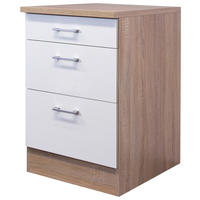 SCHUBKASTENUNTERSCHRANK 60/85/60 cm  in Sonoma Eiche, Weiß  - Alufarben/Weiß, KONVENTIONELL, Holzwerkstoff/Kunststoff (60/85/60cm) - FlexWell
