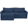 ECKSOFA in Cord Blau  - Blau/Schwarz, Konventionell, Kunststoff/Textil (228/146cm) - MID.YOU