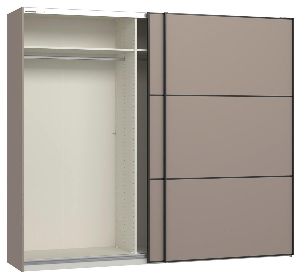 SCHWEBETÜRENSCHRANK 253/220/65 cm 2-türig Hellbraun  - Hellbraun/Schwarz, Design, Holzwerkstoff/Metall (253/220/65cm) - Jutzler